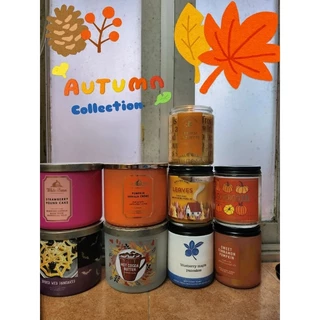 [DARMO.store] Thanh lý nến thơm 1 bấc bath & body works hương mùa thu Cinnamon pumpkin / Leaves/ French Baguette/ Lemon