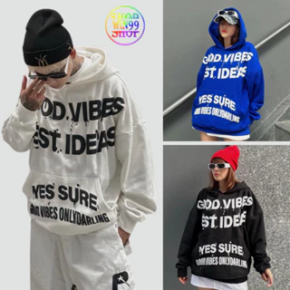 [ Ảnh Thật ] ÁO HOODIE UNISEX Nữ Nam BASIC In Nổi GOOD VIBES Chất Liệu Vải Nỉ Bông Áo Khoác phong cách hàn quốc - win99