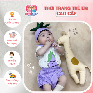 Sét bộ body cà tím 3 chi tiết kèm mũ cho bé 5-12kg [SH49]