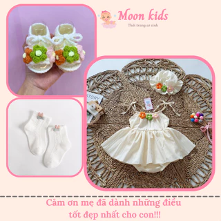 Body Bé Gái Sơ Sinh MOONKIDS. Set Body Váy Cho Bé Gái Thiết Kế Kèm Phụ Kiện, Bodysuit Cho Bé, Đầm Đầy Tháng