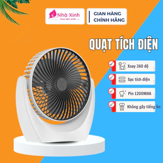 Quạt mini để bàn cầm tay tích điện xoay linh hoạt cắm sạc USB SHUPER FAN để bàn dung lượng pin 1200MHA chính hãng