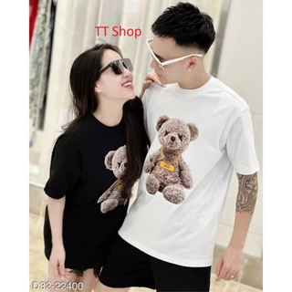 Áo Thun In Hình Gấu Nâu Form Rộng Vải Cotton 100%, Áo Phông Tay Lỡ Unisex Nam Nữ