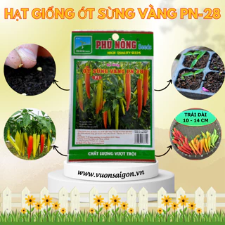 Hạt Giống Ớt Sừng Vàng Phú Nông, trái to dài  hạt giống chắc khỏe, tỉ lệ nẩy mầm >95% (Vườn Sài Gòn - Vuon Sai Gon)