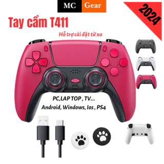 Tay cầm chơi game fifa onIine P4 Plus T411 không dây bluetooth và có dây cần 360 có rung chơi pc,laptop,dt,ps4