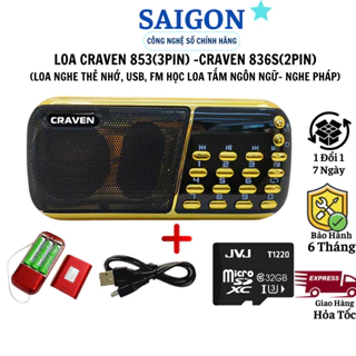 Loa mini Craven 853, Craven 836S 🍁 FREESHIP 🍁 nghe tiếng anh, Loa thẻ nhớ, USB, đài FM, radio pin siêu trâu BH 6 tháng