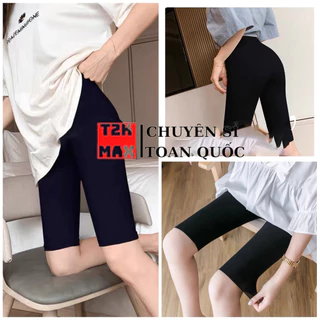 Quần legging đùi nữ Bigsize cuộn tím chất thun cotton co dãn 4 chiều siêu mạnh - Quần Biker ngố nữ tập gym thể thao