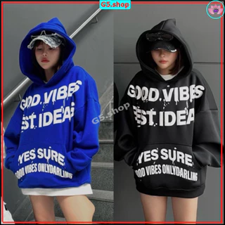 [🚚FREESHIP🚚] Áo khoác nữ Hoodie in chữ nổi GOOD VIBES 3D Form Rộng dài tay có nón cho cặp đôi Unisex dáng boxy - g5.shop