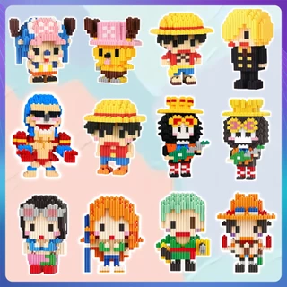 💛9CM Ưu đãi lớn💛TikTok Cùng một loại Mô Hình Lắp Ráp nhân vật 3D mini One Piece Luffy Zoro Sanji-Miniblocks