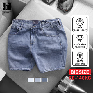 BIGSIZE NAM 80-140KG SHORT JEAN XANH TRƠN  2BIG NAVY STAR