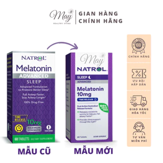 Viên Uống Natrol Melatonin Advanced Sleep 10mg Cải Thiện Giấc Ngủ (Lọ 60 Viên)