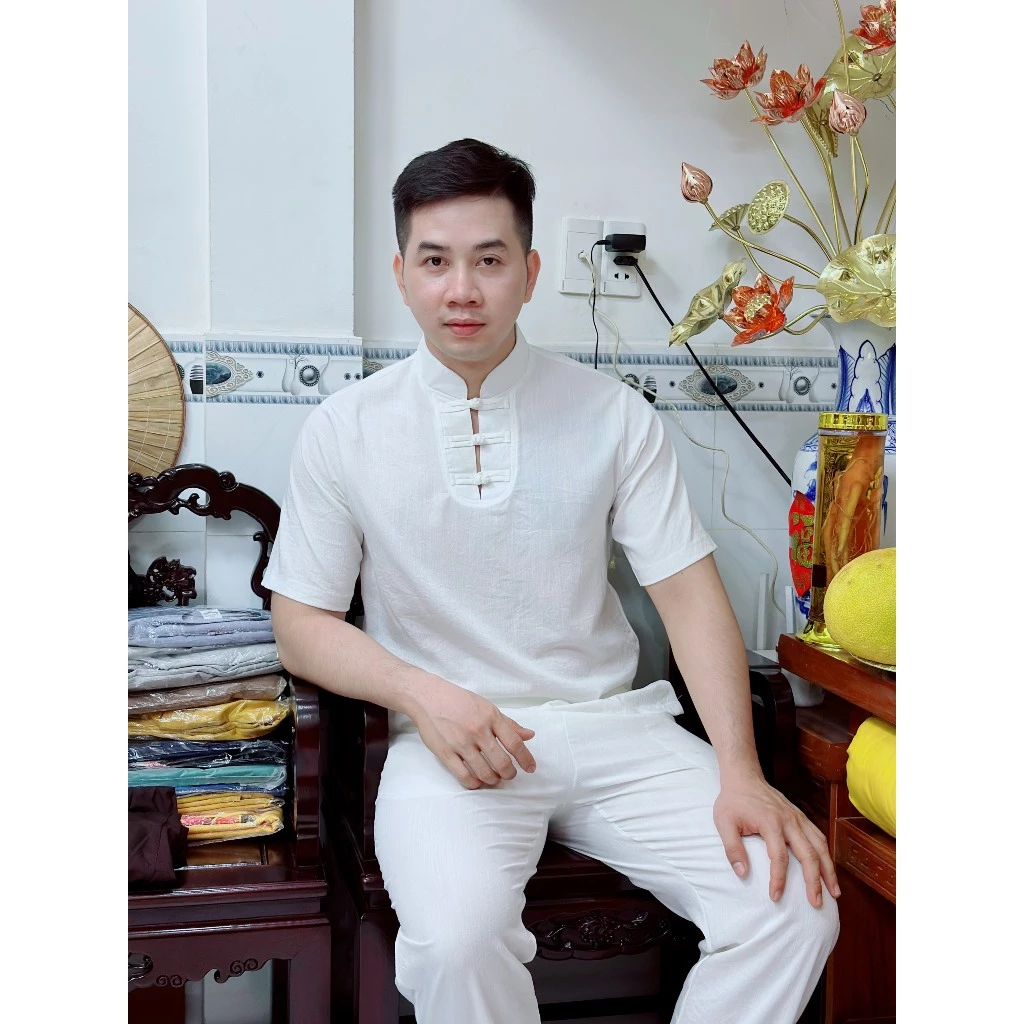 BỘ 3 NÚT TAY NGẮN - VẢI LINEN - DÀNH CHO NAM