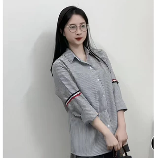 Áo Sơ Mi Thom Kẻ Sọc Xanh Xám Dài Tay Vải Cotton Lụa Cao Cấp Mẫu Hot dành cho các bạn năm 2023 Trend cho các bạn trẻ