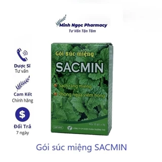 Gói xúc miệng SACMIN - Sản phẩm súc miệng ngừa viêm họng, vệ sinh răng miệng (hộp 12 gói)