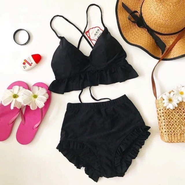[SALE TỒN KHO ]Bikini, đồ bơi hai mảnh bèo áo yếm quần cạp cao che bụng