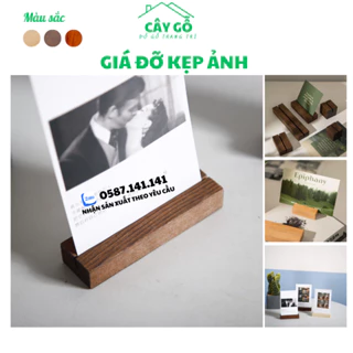 Giá đỡ kẹp ảnh, đế gỗ kẹp ảnh kẹp bưu thiếp để bàn được thiết kế đơn giản bằng chất liệu gỗ cao cấp