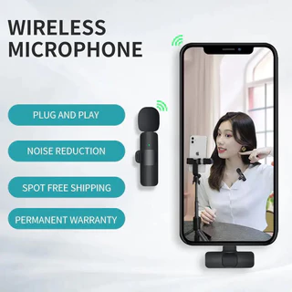 Micro Thu Âm Không Dây K9 Cài Áo Lọc Tiếng Ồn Cao Cấp Livestream Quay Video Ghi Âm Cho Điện Thoại