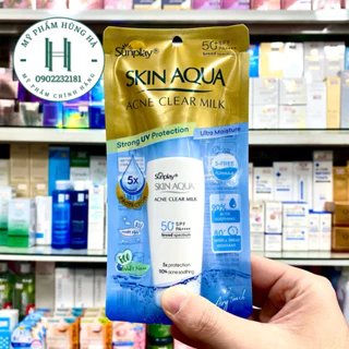 Kem chống nắng Sunplay Skin Aqua, sữa chống nắng dưỡng da ngừa mụn Acne Clear Milk SPF 50 25g