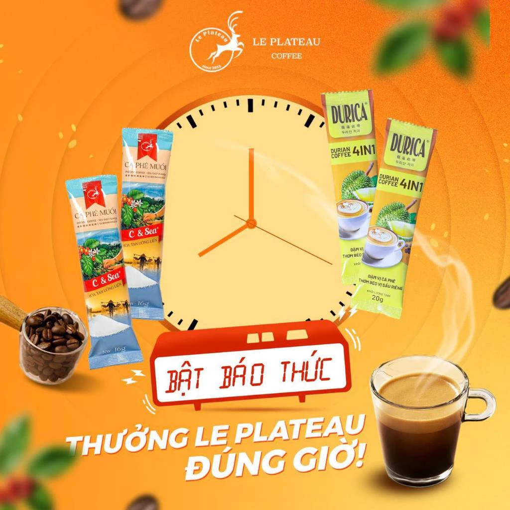 Cà Phê Hòa Tan Muối & Sầu Riêng LE PLATEAU COFFEE, Cà Phê Hòa Tan C&Cea Loại Đặc Biệt Thơm Ngon Tiện Lợi