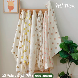 Khăn tắm đa năng xô Muslin 2 lớp cho bé sơ sinh kích thước 90*100cm chất vải thấm hút tốt, mềm mại cho bé