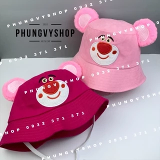 Bé 3-Dưới 6 Tuổi/Vđ 52cm_Mũ bucket tai bèo vành gái trẻ em phungvyshop-nón BO gấu dâu lotso MŨI DẸP ĐẶC BIỆT CÓ TAI