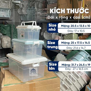 Combo bộ hộp lạnh đựng đồ trong suốt 3 cỡ có quai sách hàng việt nhật