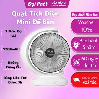 Quạt Tích Điện Mini Super Fan, Quạt Mini Để Bàn 3 Chế Độ Mát Nhỏ Gọn Tiện Lợi Khi Mang Theo Đi Làm Đi Học Xoay 360 Độ