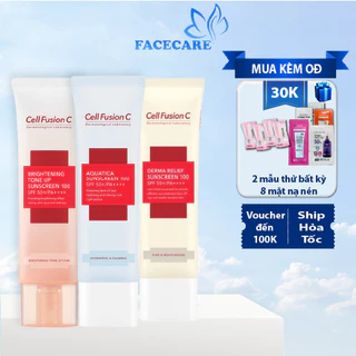 HÀNG CÔNG TY Kem Chống Nắng Cell Fusion C Brightening Tone Up, Aquatica, Derma Relief Sunscreen 100 SPF50+/PA ++++