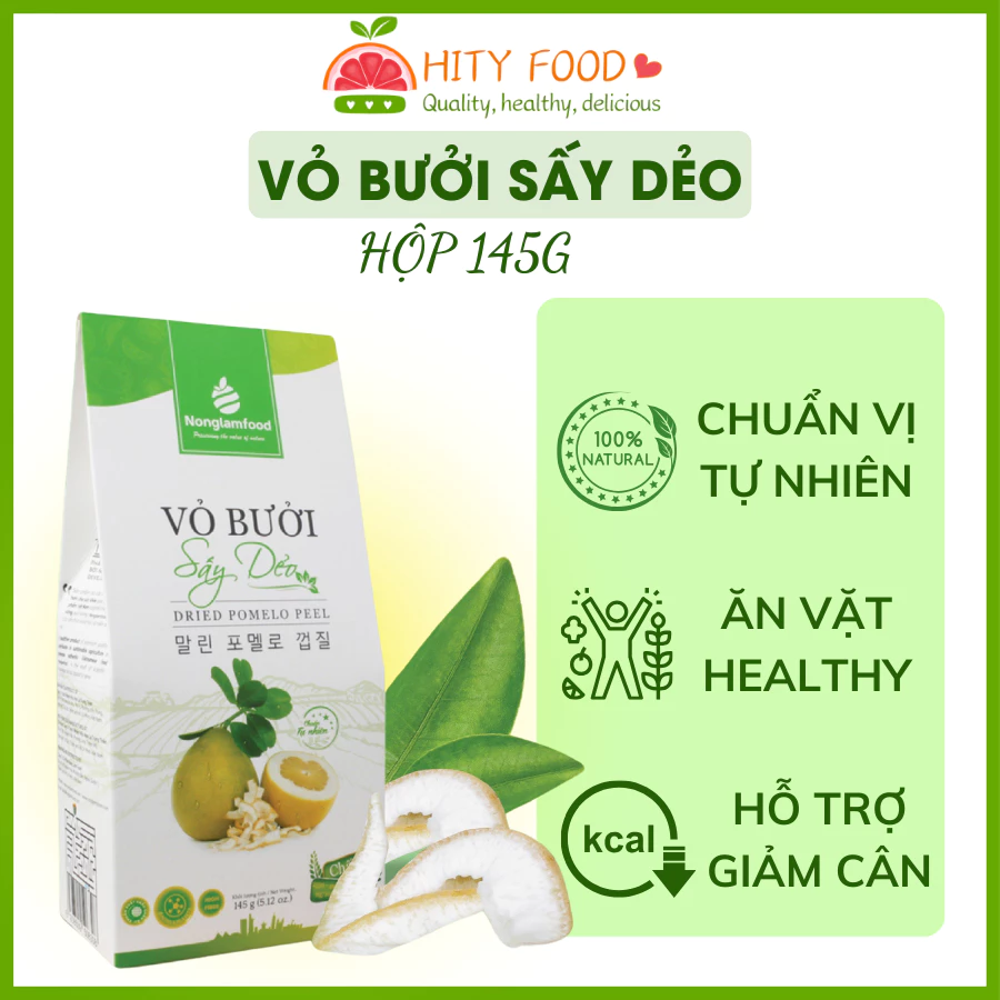 Vỏ bưởi sấy dẻo Nonglamfood hộp 145g | Ăn vặt healthy, tốt cho sức khỏe