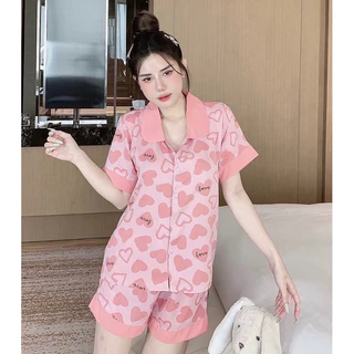 BỘ NỮ PIJAMA ĐÙI CỔ SEN ,BỘ NGỦ NỮ,BỘ MẶC NHÀ CHẤT KATE