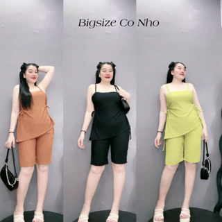 [Mã FADEP2806 giảm đến 30k đơn từ 99k] Bộ Quần Áo Bigsize Nữ,Set Áo Dây Quần Ngố Vải Xốp Mềm Mát Mặc Thoải Mái SET32