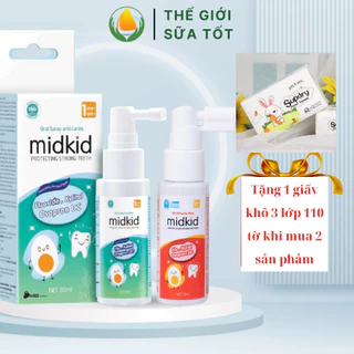 Xịt chống sâu răng Midkid ⭐CHÍNH HÃNG⭐ Dung dịch chăm sóc răng miệng cho bé từ 1 tuổi, an toàn nuốt được