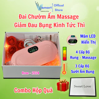 Đai Chườm Ấm Massage Bụng Kinh, Đai Đeo Mát Xa Giảm Đau Bụng Kinh Rung và Làm Ấm, Set Quà Tặng Người Yêu Giá Rẻ