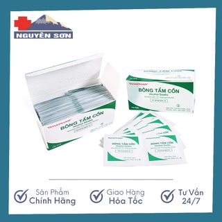 Hộp 100 miếng gạc tẩm cồn sát khuẩn, bông tẩm cồn y tế, cồn khô Alcohol Pads dùng trong y tế và làm đẹp, làm móng