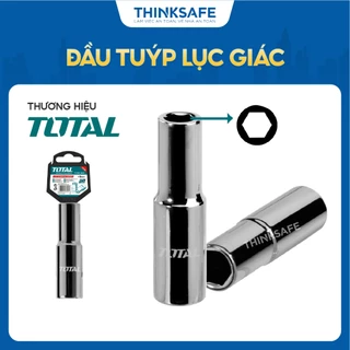 Đầu tuýp lục giác 1/2 inch Total, kích thước 8mm - 32mm, đàu tiếp chất liệu 50BV30 Đầu khẩu sâu lòng chuôi lục giác