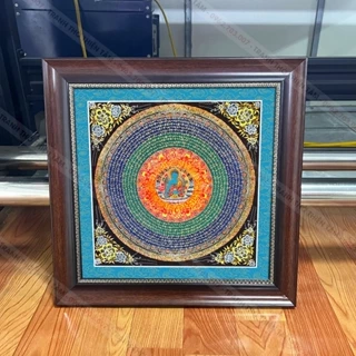 Tranh Phật Dược Sư Mandala 40x40cm bằng vải bóng, khung composite xịn xò