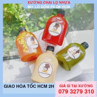 10 chai nhựa lùn 500ml nắp đen cao cấp