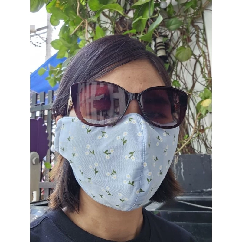 Set 2 khẩu trang đũi cotton hoa nhí