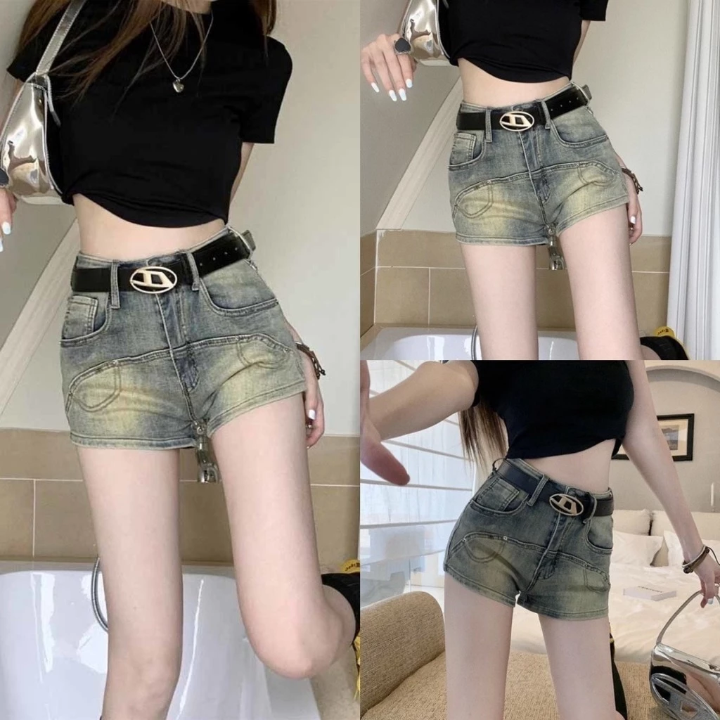 [HOT 2024] Quần đùi bò nữ, quần jeans bò nữ phối hpaj tiết phía trước siêu lạ siêu hothit siêu chất N 91