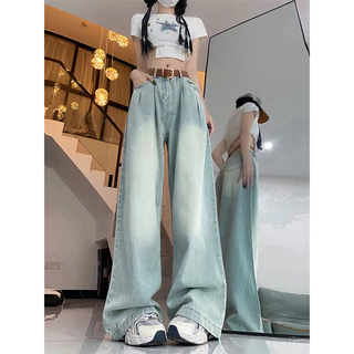 [HOT 2024] Quần bò ống suông, quần jeans nữ ống suông thiết kế nhúm eo siêu xinh siêu chẩt N 60