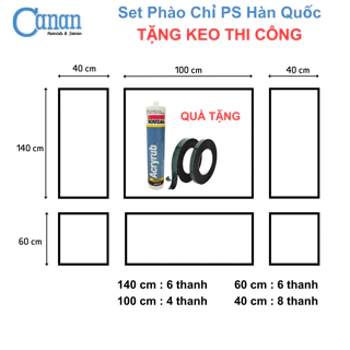 Set phào chỉ PS Hàn Quốc cắt sẵn dùng trang trí tường, TẶNG KEO THI CÔNG, vận chuyển set như hình