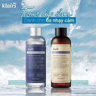 Nước hoa hồng Klairs Supple Preparation Toner 180ml / Có mùi / Không mùi