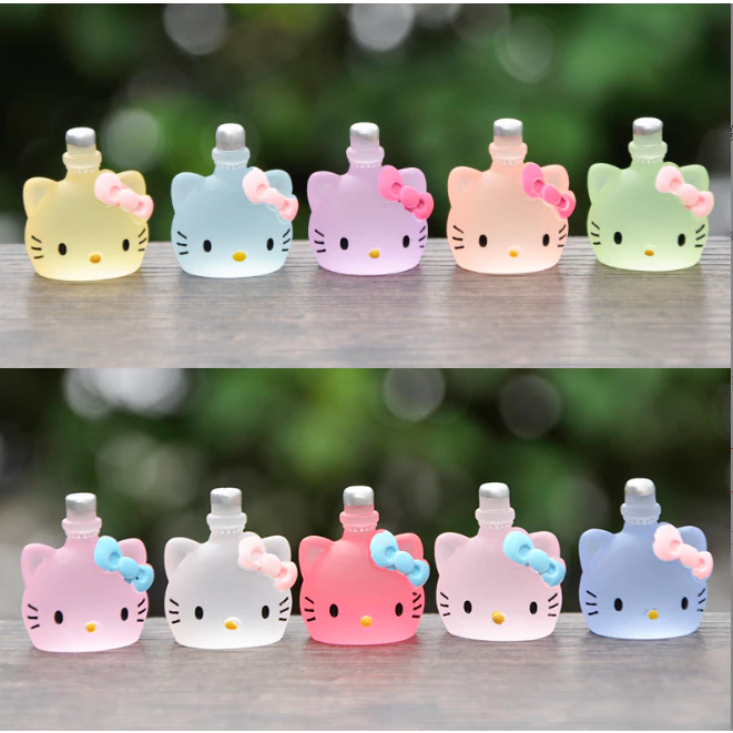 Mô Hình Chai Nước Mèo hello kitty dạ quang phát sáng trang trí nhà búp bê, DIY