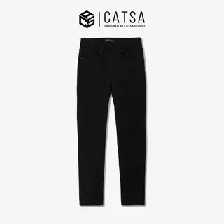 Quần jeans đen nam CATSA form slim fit co giãn nhẹ QDL120