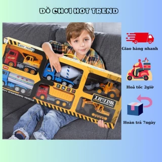 (hoả tốc HCM)Set 6 xe đồ chơi cho bé, xe ô tô cho bé, xe công trình, xe cứu hoả, xe cảnh sát, xe quân sự Size to