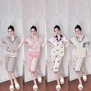 [ 40 - 58kg ] Đồ Bộ Pijama nữ lửng lụa latin mịn mát mặc nhà siêu đẹp 1201