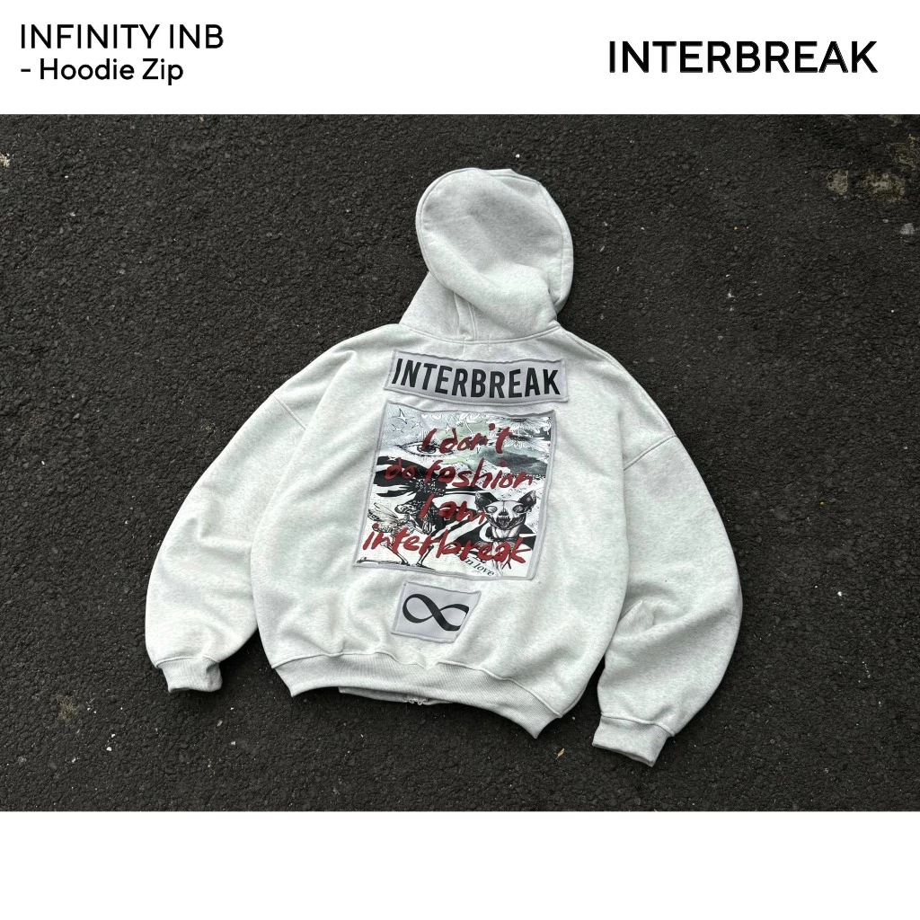 [CÓ SẴN] INTERBREAK - ÁO HOODIE ZIP INFINITY INTERBREAK - Áo Hoodie Zip Đắp Vải Form Rộng Unisex Nam Nữ