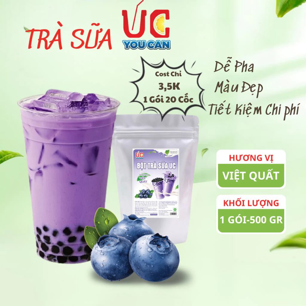 Trà Sữa Việt Quất, Trà Sữa UC Đậm Vị, Thơm Ngon, Nước Uống Giải Khát, Dễ Pha, Đủ Vị (1 gói 500gr)