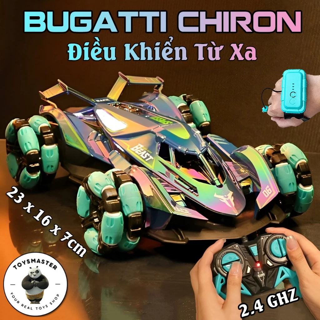 Xe Ô TÔ Điều Khiển Từ Xa RC 2.4 GHZ BUGATTI CHIRON Giả Lập Cử Chỉ Xoay 360° Drift Chất Liệu Nhựa Cao Cấp Sử Dụng Pin Sạc