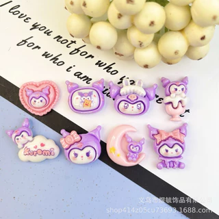 Jibitz/Sticker/charm KUROMI mầu tím 3D bóng có nút gắn sẵn bên ngoài charm bóng rất đẹp