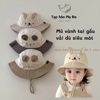 Nón Mũ vải dù vành rộng che nắng đội siêu nhẹ có quai đeo cho bé 0-3 tuổi (45-48cm) phong cách Hàn Quốc